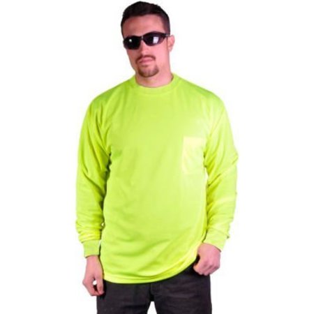 GSS SAFETY GSS Safety 5503 Moisture Wicking Long Sleeve Safety T-Shirt with Chest Pocket, Lime, Large 5503-LG